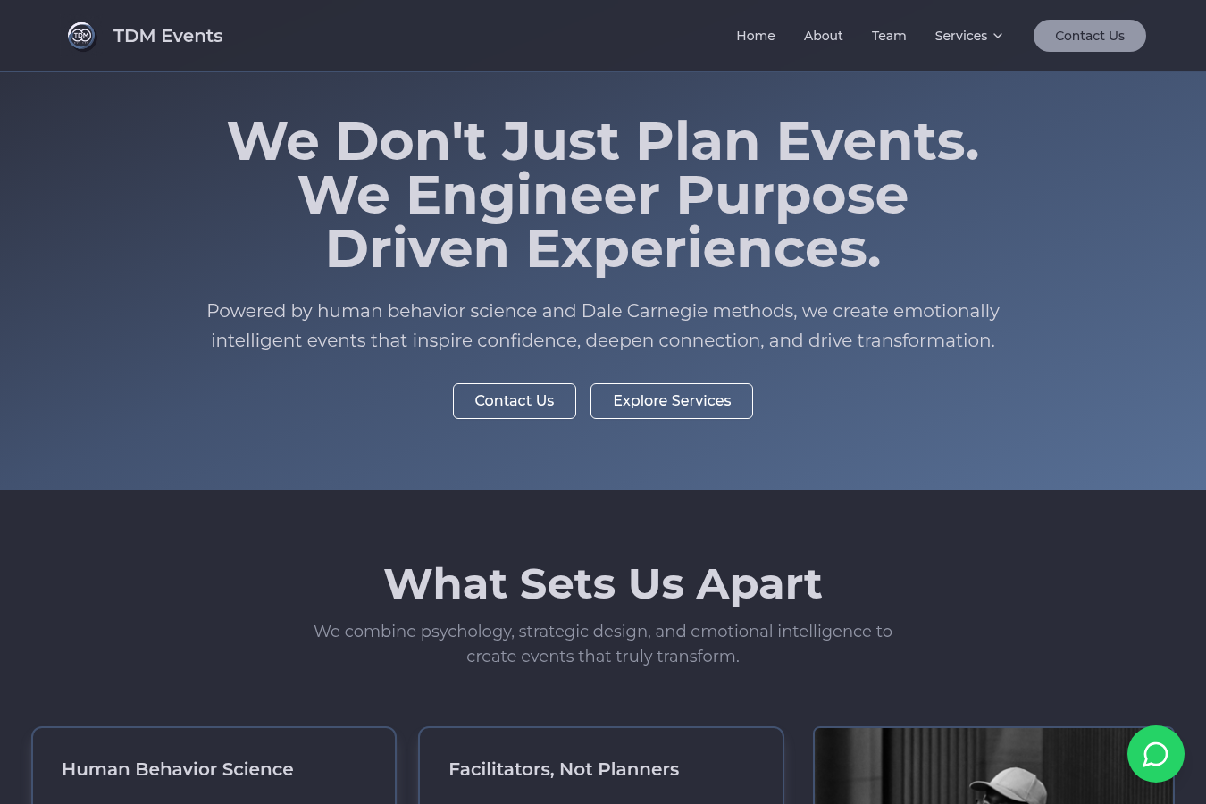 TDM Events website designed by Aweh Digital